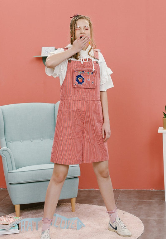 Red and white striped cowboy strap girl shorts