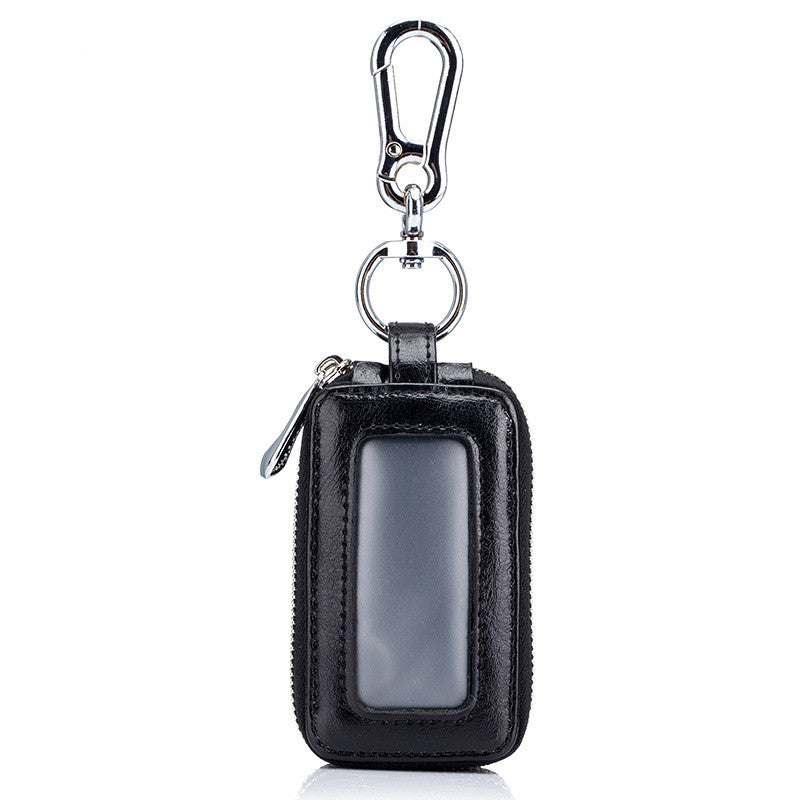 Cowhide Car Key Case Leather Double Zipper