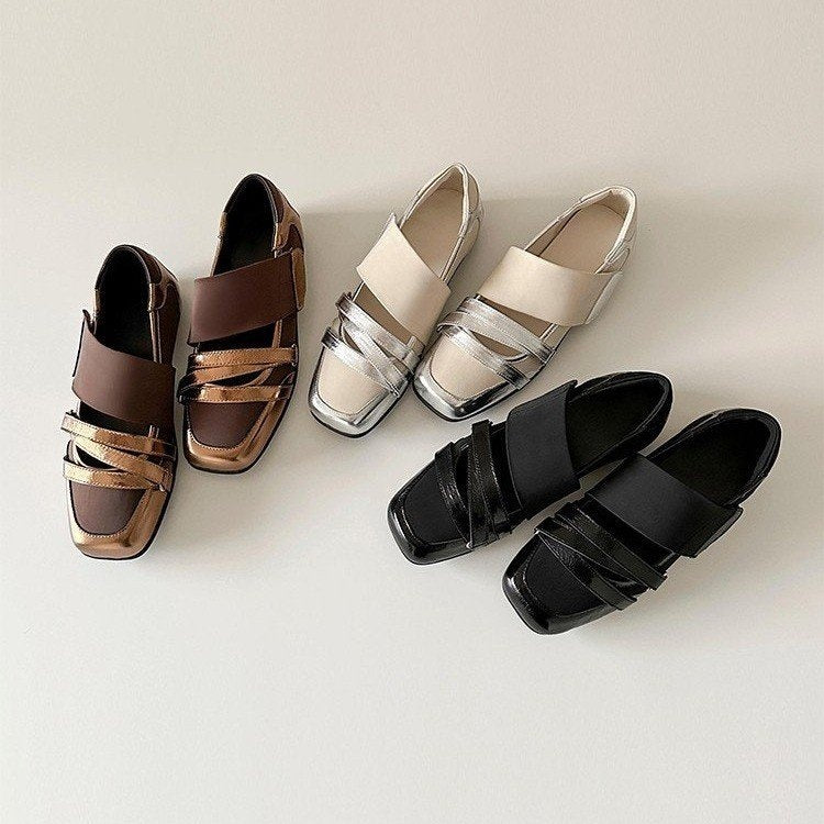 Franske Ballerinasko i Ægte Læder til Kvinder, Eksklusivt Niche-Design, Moderigtige Sporty Casual Pumps med Lavt Snit