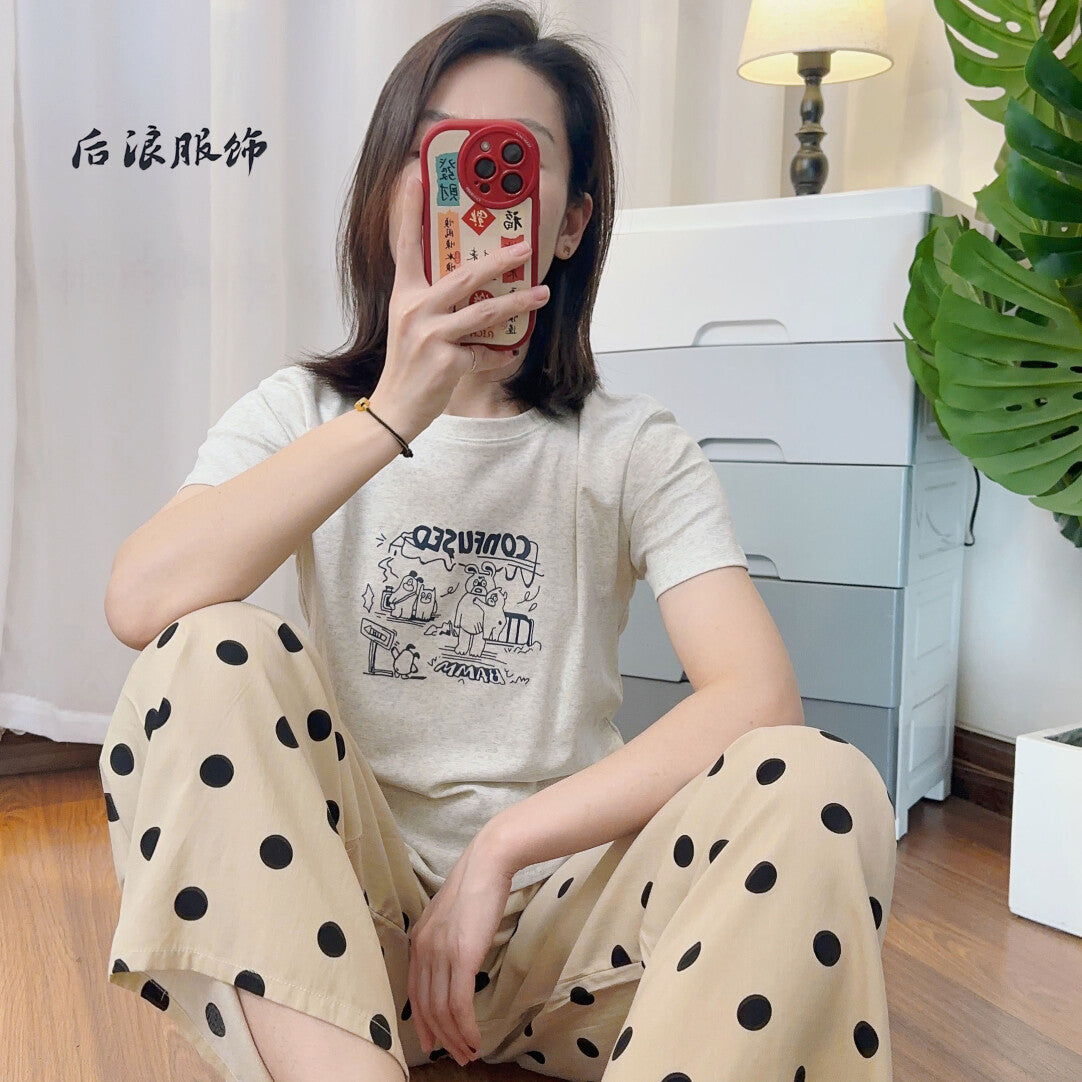 Cotton Poplin Pants Women's Thin Artificial Cotton Wide-leg Pants