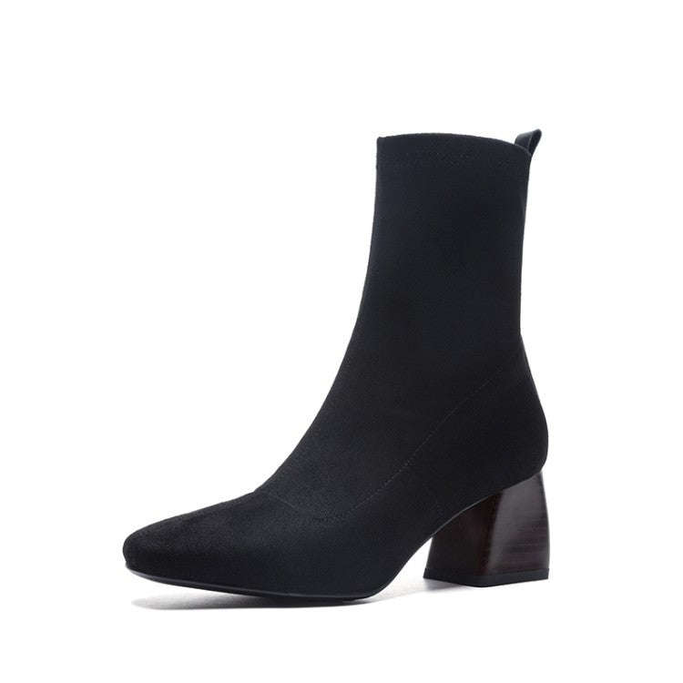 Children's Boots High-heeled Elastic Fashion Black Thick Heel
