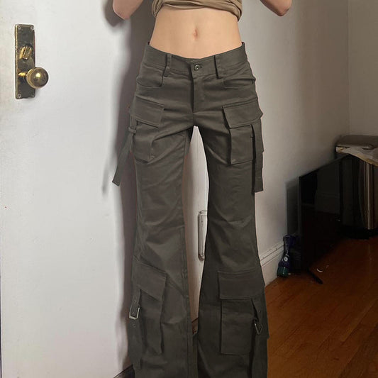 New American Style High Street Fashionable Multi-pocket Denim Trousers