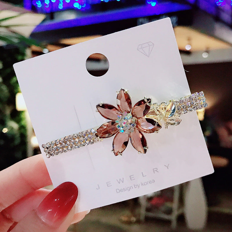 Crystal Alloy Zircon Electroplated Diamond Colored Hairpin
