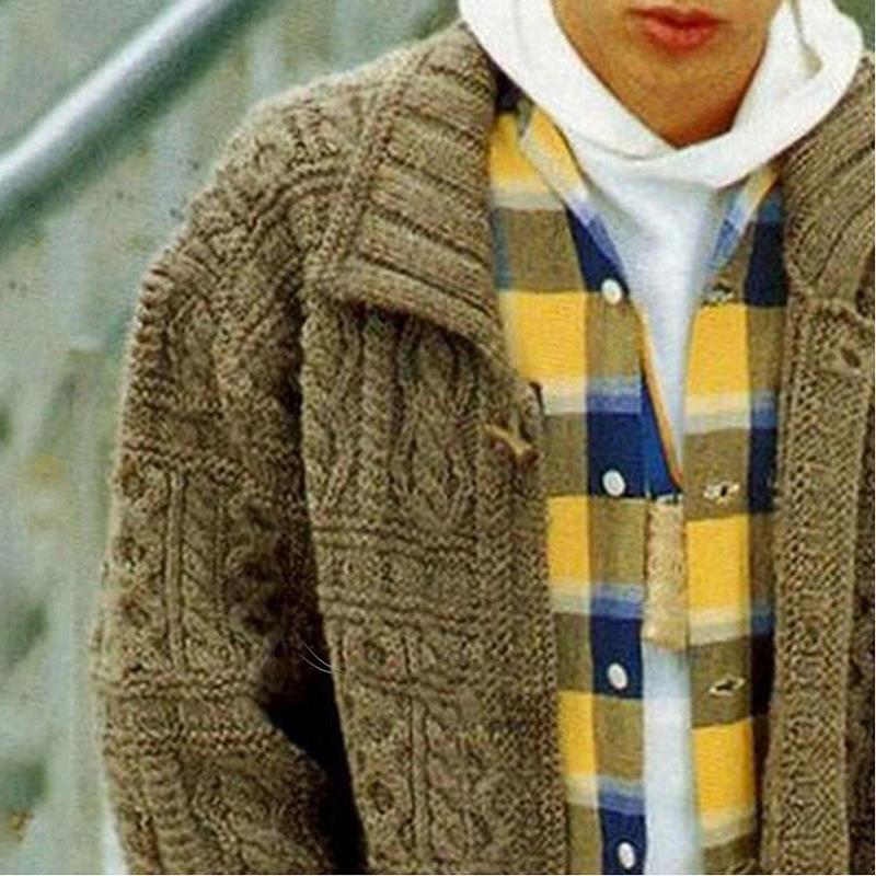 Snoet Strikket Jakke Revers Slank Langærmet Jakke Sweater