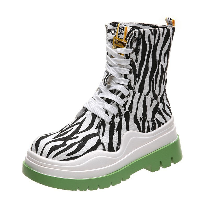 Fashion Canvas Platform Casual Short Boots Women