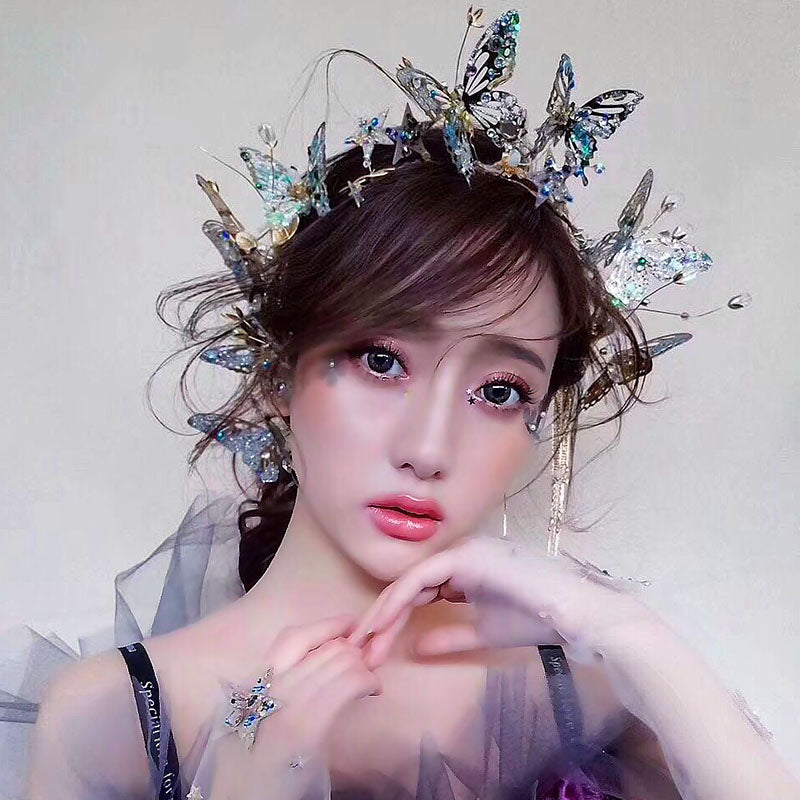 Bride blue butterfly hair band