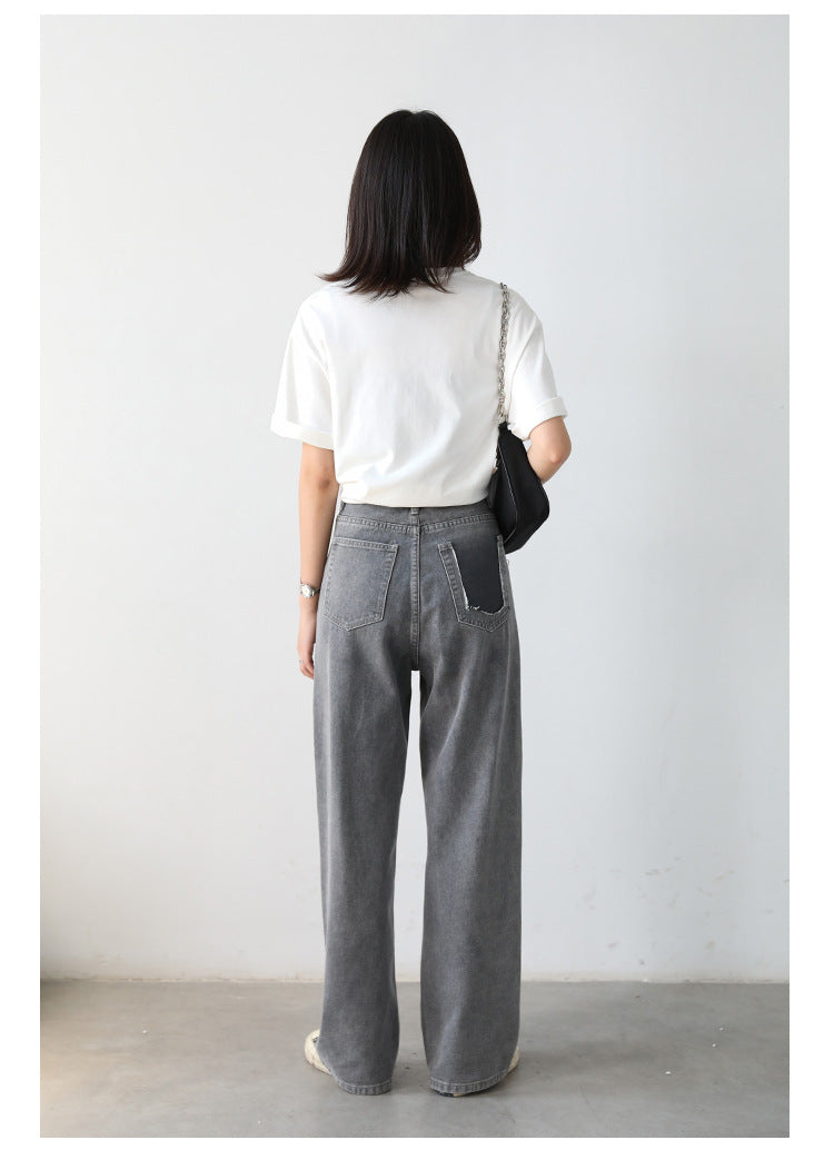 Vintage Casual Gray High Rise Straight Leg Jeans