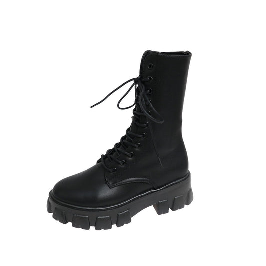 Zippered heightened platform Martin boots