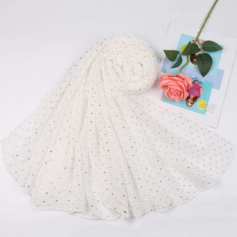 Sprinkle gold folds bronzing cotton and linen scarf
