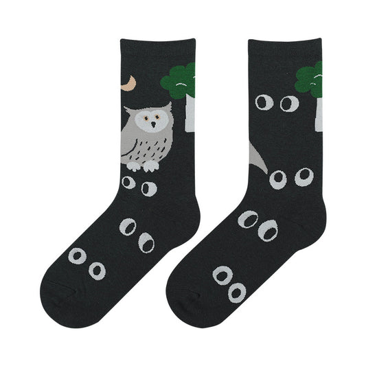 Zoo cartoon illustration female socks cute trendy socks cotton socks in tube socks