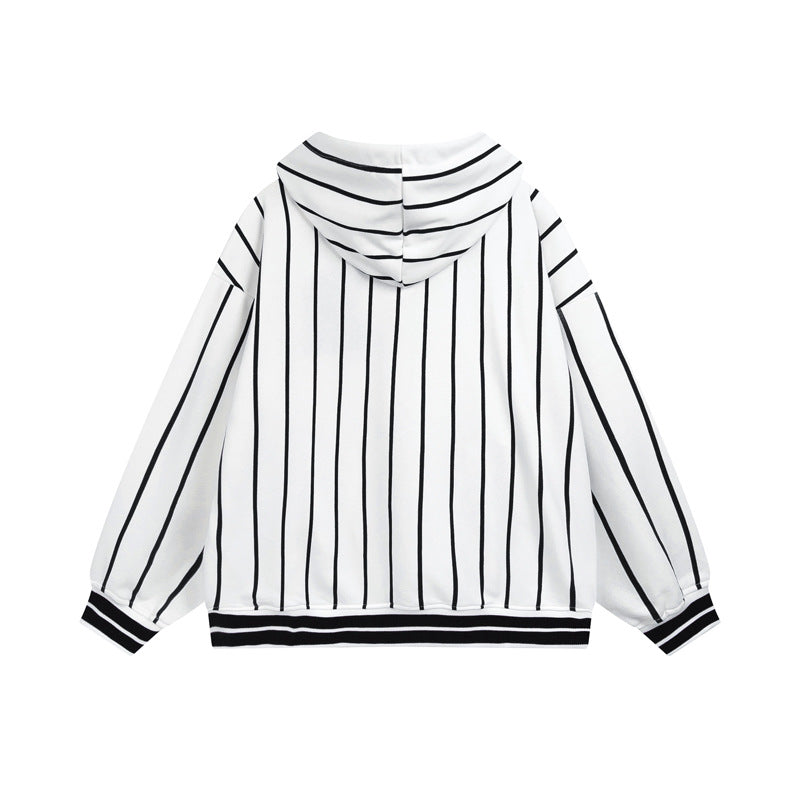 Blue And White Striped Hip Hop Street Retro Wear Autumn And Winter Thin Sweater