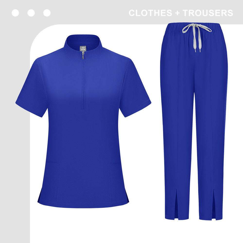 Solid-color Scrub Suit For Women