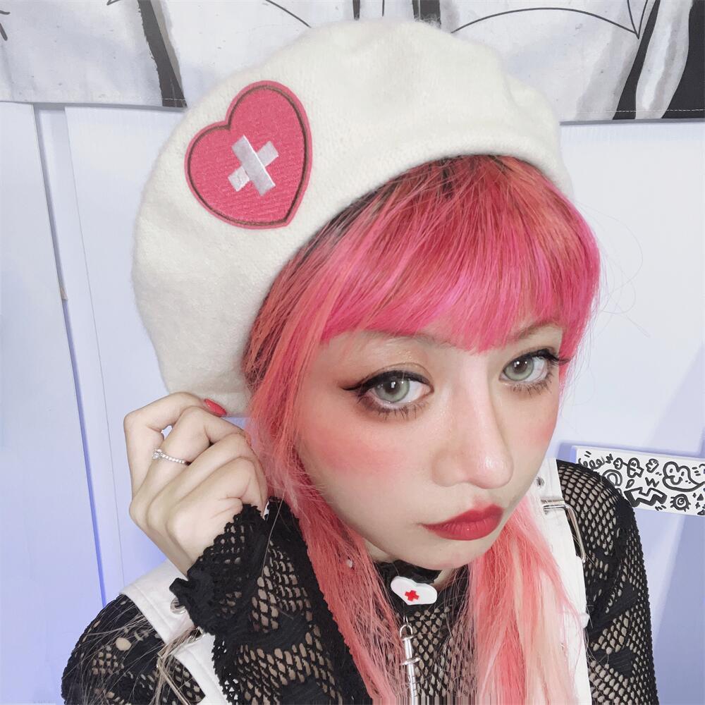 Love Cross Embroidery Beret Soft Girl