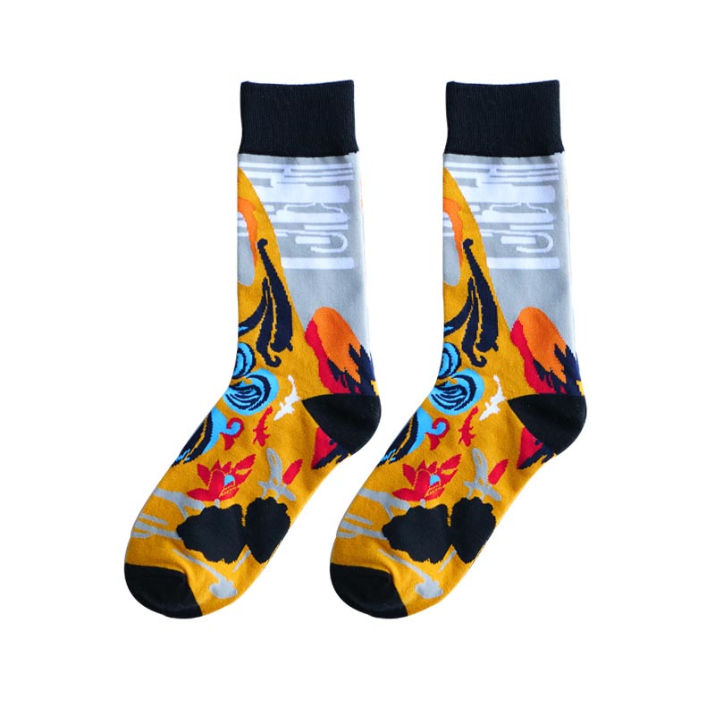 Dragon Phoenix Crane Pattern Fashion Socks