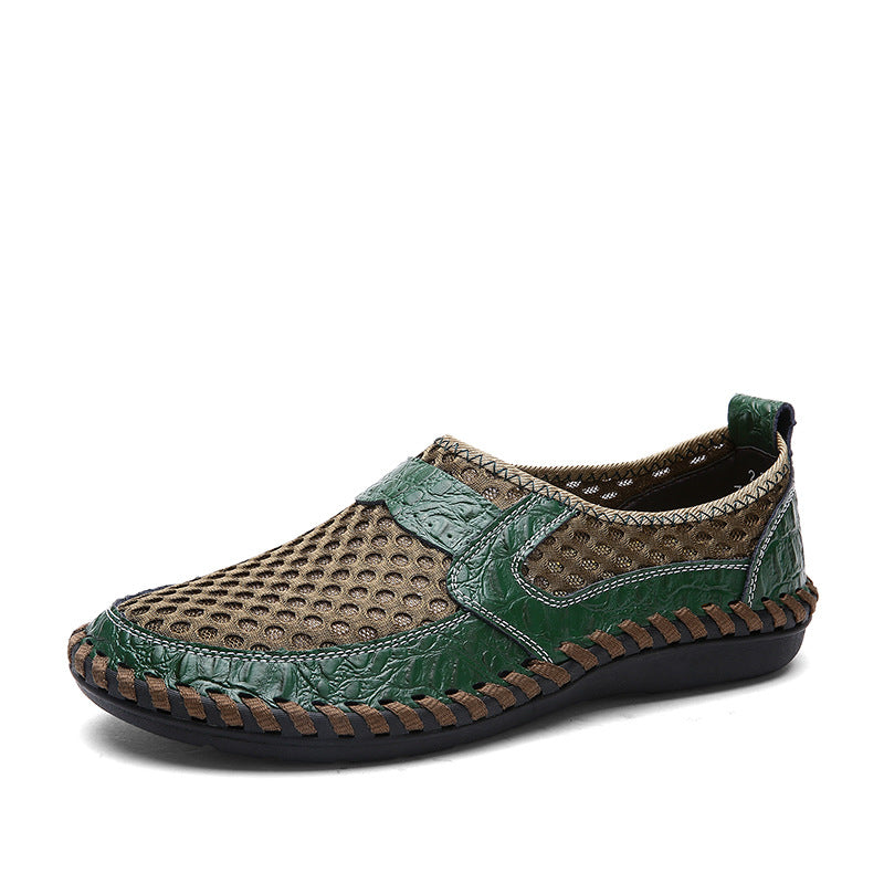 Mesh men's hollow leather shoes