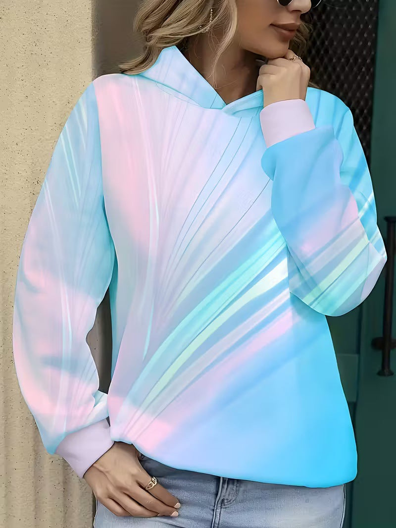 Tie-dye Gradient Print Hættetrøje til kvinder