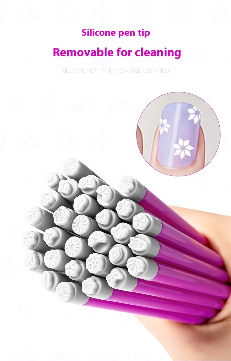 Nail Brush Nail Art Printing Pen DIY Silicone Stamp Pen Transfer Marker Pen