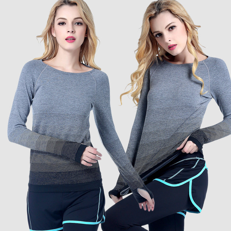 Sports Long Sleeve Women's Gradient Color Sports Top T-shirt Quick-drying