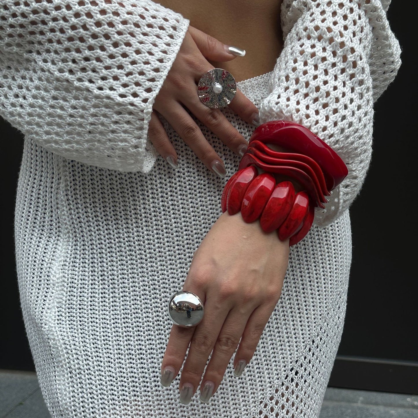 European And American Simple Geometric Blooming Red Bracelet