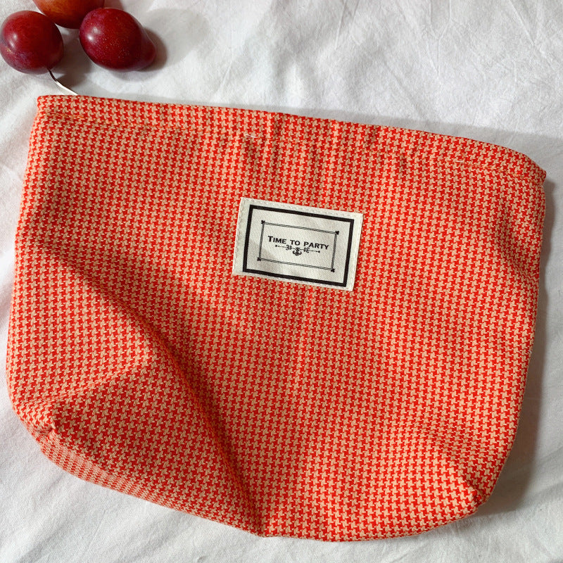 Small Bag Cosmetic Bag Clutch Bag Plaid Cloth Female Bag Four Seasons