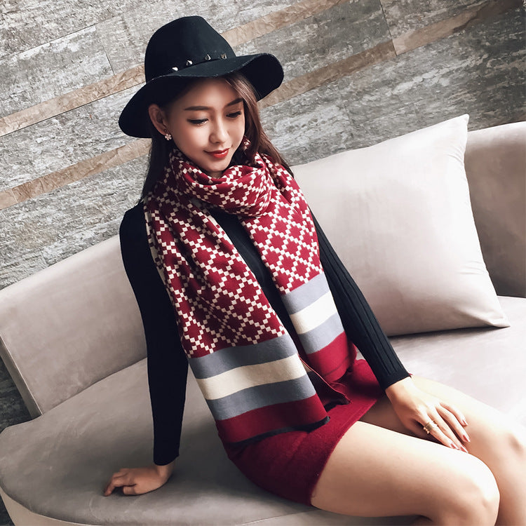 Women's double-faced jacquard cashmere scarf