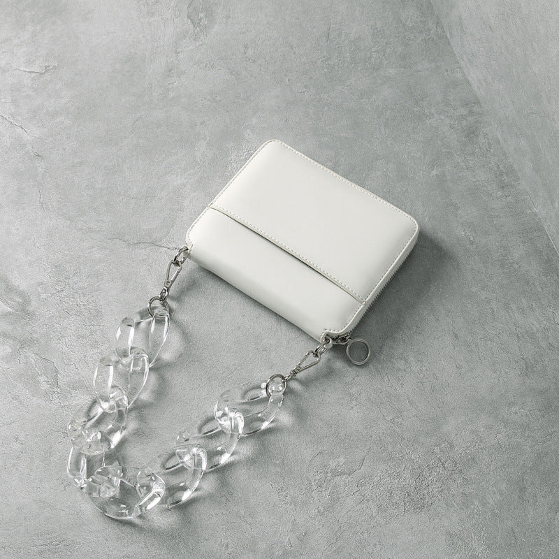 transparent chain portable crossbody ladies square bag