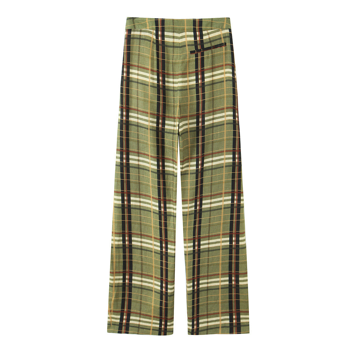 Women's Linen Plaid Slim-fit Straight-leg Casual Pants