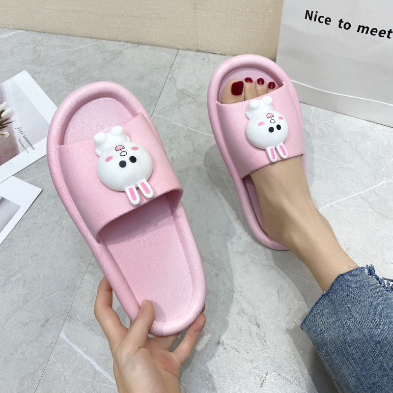 Soft Bottom Bathroom Cartoon Couple Wearing Sandals And Slippers Outside