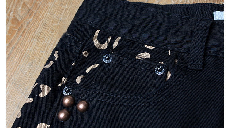 Loose wide feet high waist printed hot pants