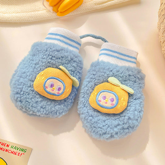 Thicken Five Finger Flip Mittens Baby Gloves For Autumn And Winter