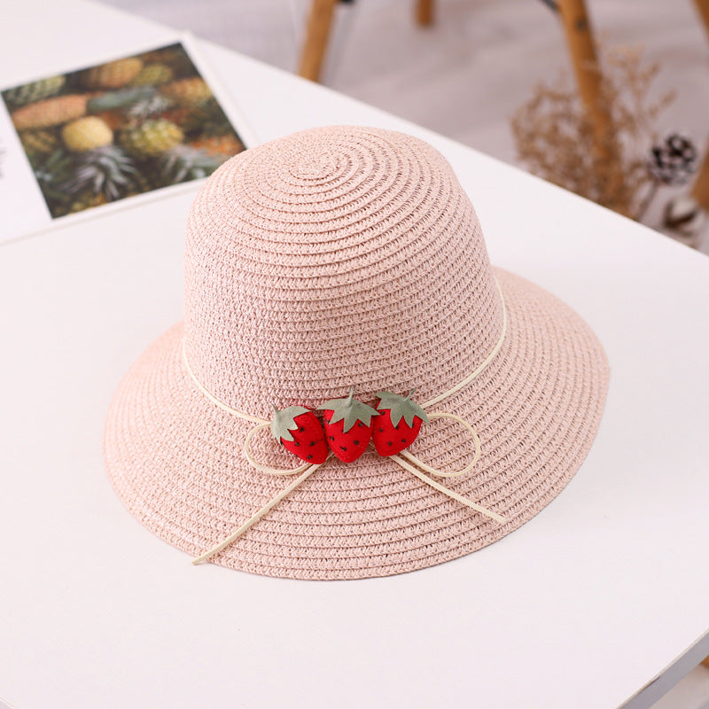 Three Strawberry Suit Children's Summer New Straw Hat