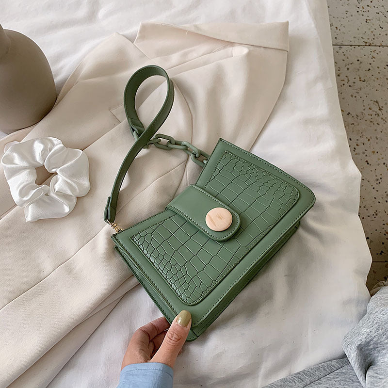 Vintage stone pattern one-shoulder armpit bag