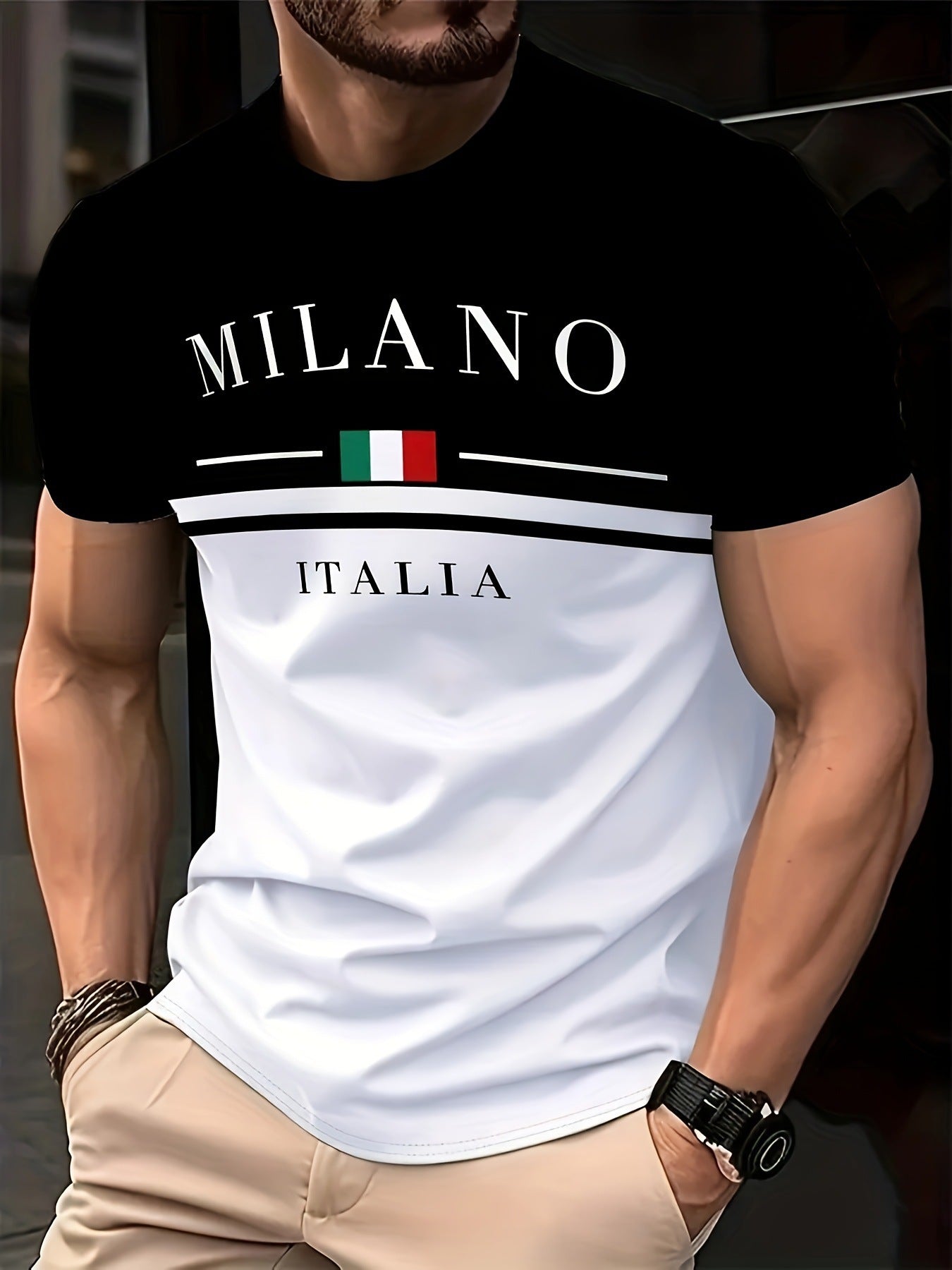 Mens Casual Minimalist 3D Short Sleeve Printed T Shirt Top