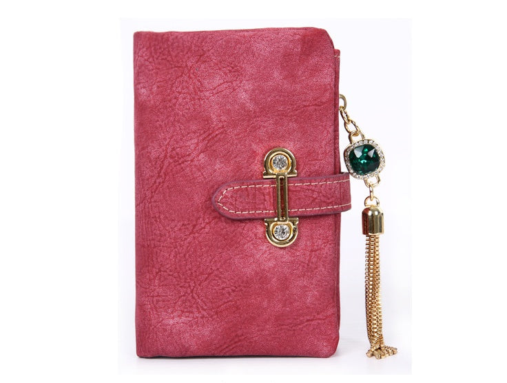 Scrub ladies multi-function coin purse tassel pendant wallet ladies wallet