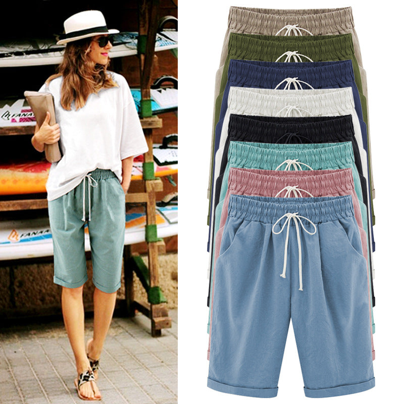 Women's five-point wide-leg pants