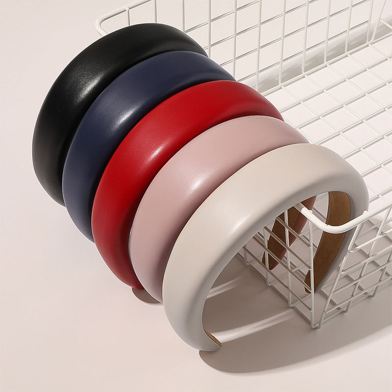 European And American Pu Leather Thickened Sponge Headband