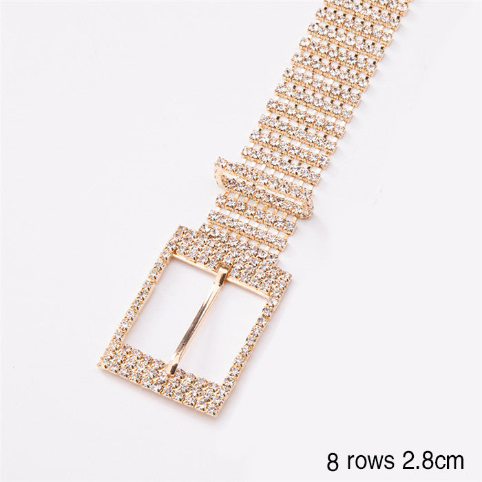 Women's Shiny Alloy Belt With Rhinestones