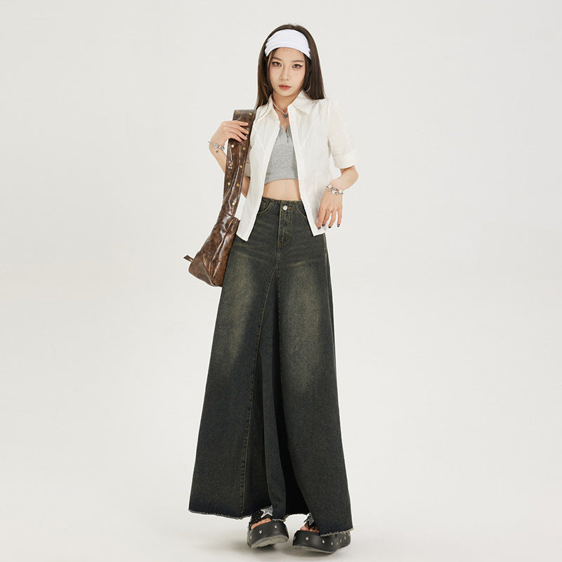 Women's American-style Black High Waist Skirt