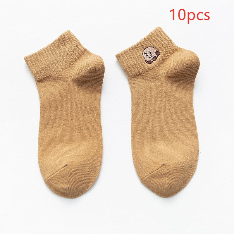 Female Japanese cartoon shallow mouth socks