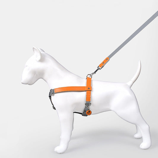 Leather Pet Dog Chest Harness Vest Nylon Leash Set