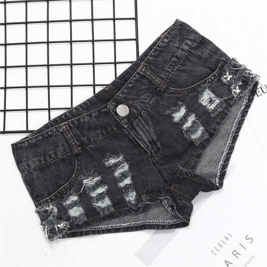 Low-waisted sexy denim shorts