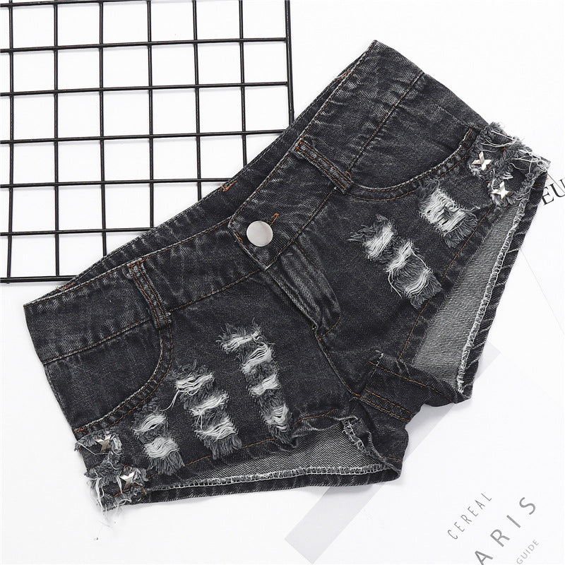 Low-waisted sexy denim shorts
