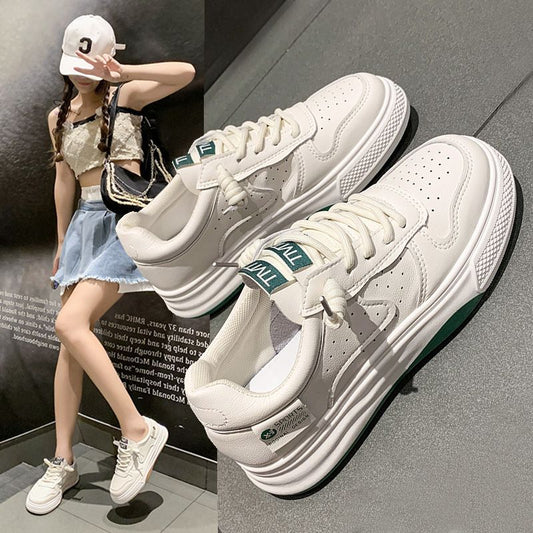 Spring And Autumn Flat Platform White All-matching Casual Sports White Shoes Board Shoes