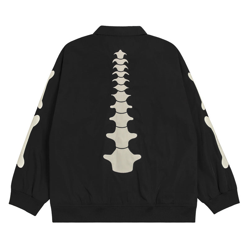 Skull Bone Embroidery Jacket Men's And Women's Coats