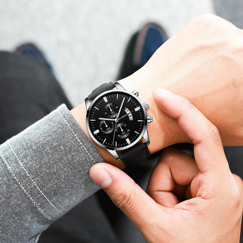 Men's Business Watch Three-eye six-point scale with calendar watch