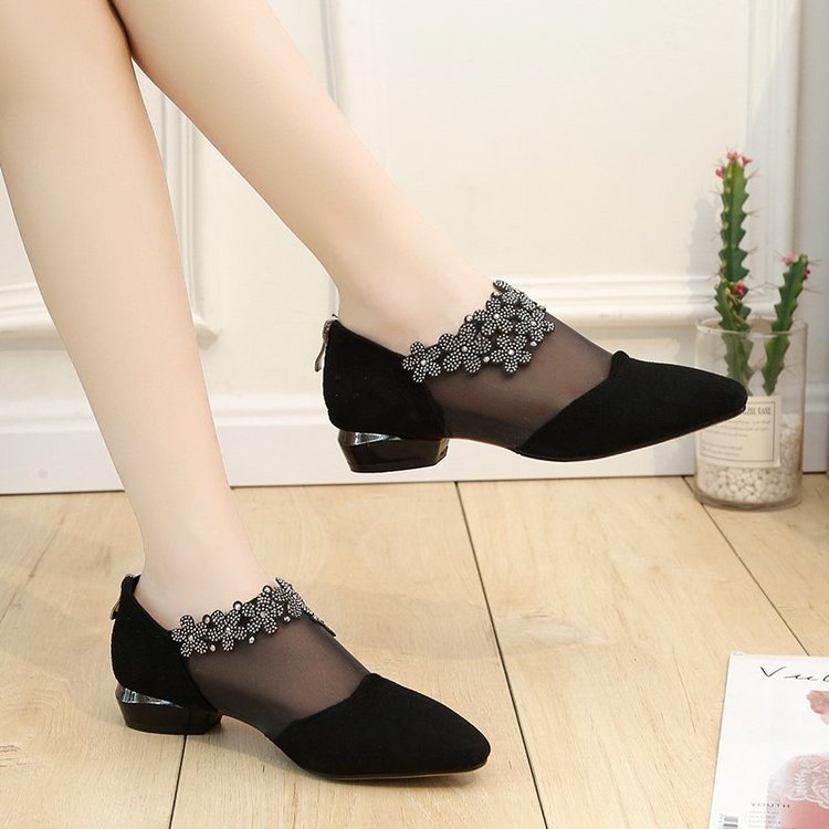 Sexy Women's Shoes With Mesh Back Zipper