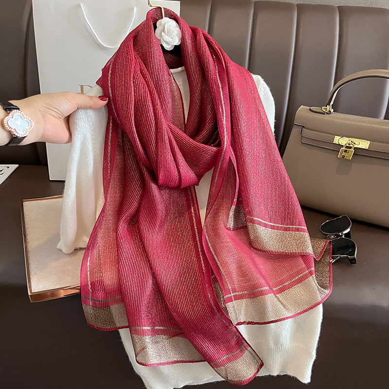 Women's Lightweight Silk Shawl, Elegant Long-style For Socialites