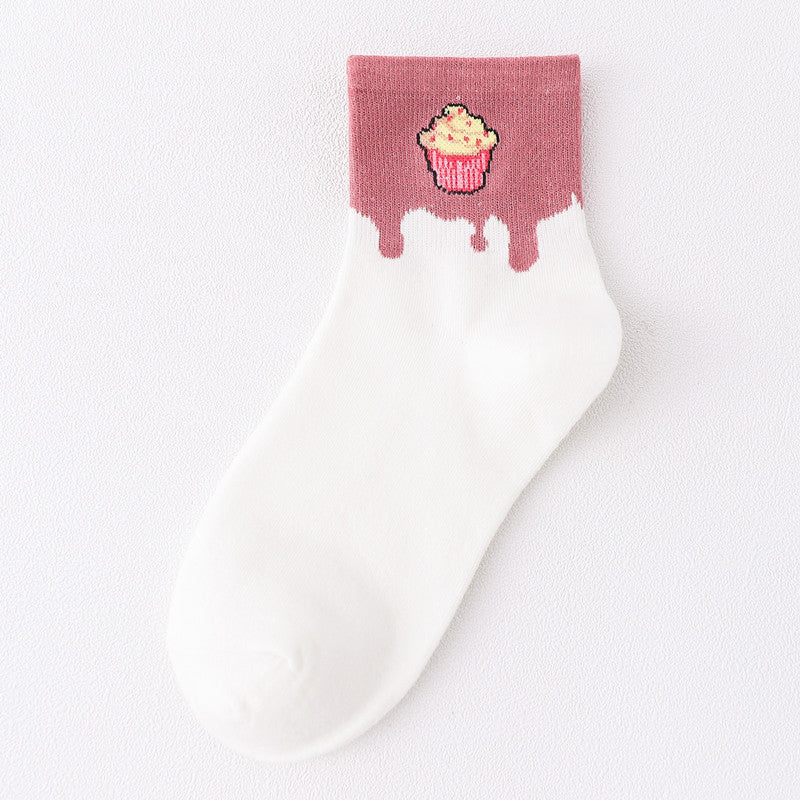 Sweet and cute color matching fruit short socks