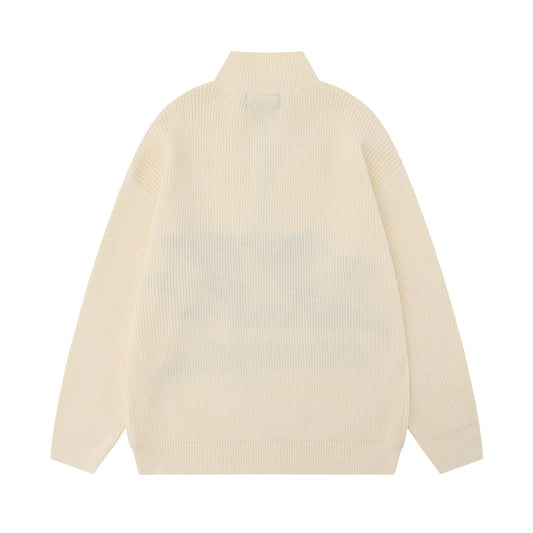 Men's Vintage XINGX Embroidered Stand Collar Sweater