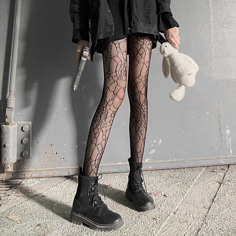 Online Celebrity Spider Web Pants Socks